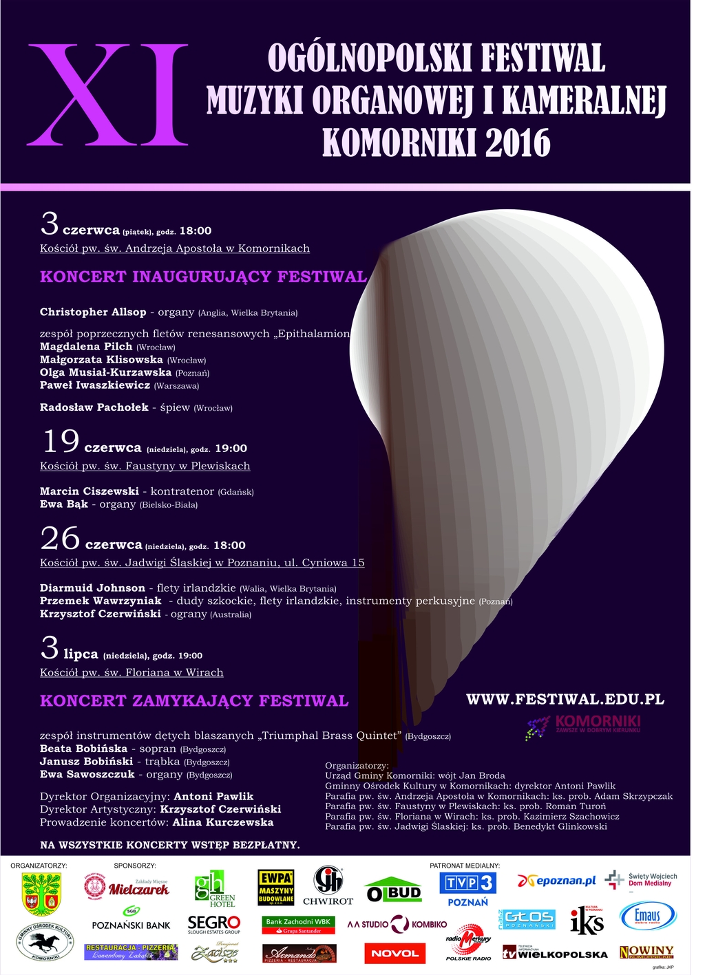 XI Festiwal Muzyki Organowej i Kameralnej Komorniki 2016