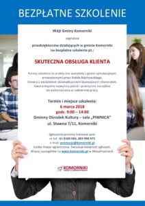Bezpłatne szkolenie - Skuteczna obsługa klienta