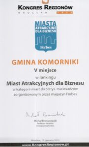 Komorniki wyżej w rankingu Forbesa