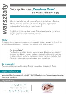 Grupę Spotkaniową "Zawodowa Mama" - czwartek 12 marca o 10:30